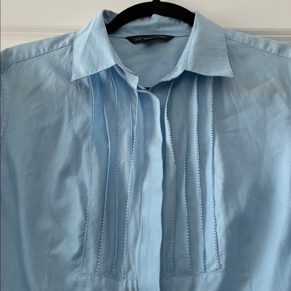 Brooks Brothers Size 10 346 Pleated Collared Button-Down Shirt - Picture 2 of 5